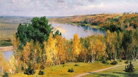 Какая река изображена на картине Василия Поленова "Золотая осень"?