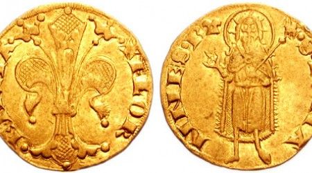 У какой из этих золотых монет на аверсе изображена лилия?