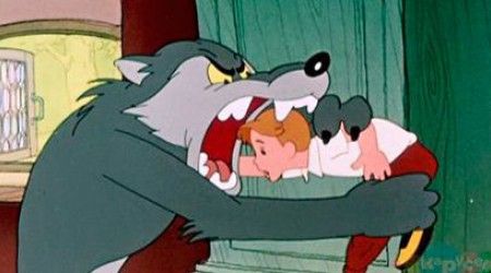 Кем прикинулся Петя, что бы обмануть волка, поджидавшего Красную шапочку в доме, в мультфильме «Петя и Красная Шапочка»?