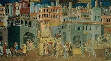 Какой итальянский художник XIV в. заменяет традиции написания условного пейзажа живописными тосканскими ландшафтами?